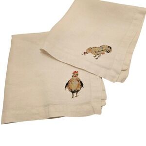 Jacques Pepin Sur La Table Linen Napkins Set of 2 Chicken Rooster